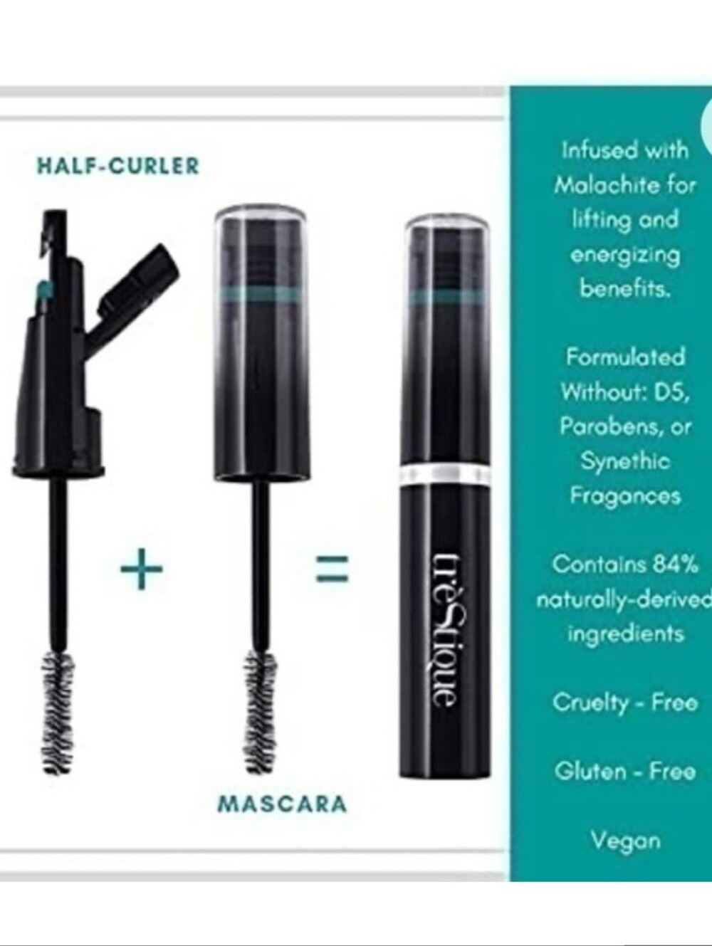2 Full Size Trestique Good Vibes Black Mascara Curler + Lash Enhancing Mascara